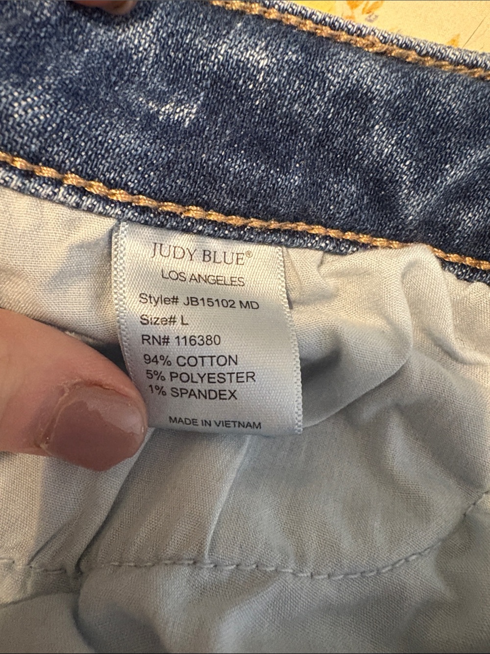 Judy Blue Distressed Medium Blue Denim Shorts - Picture 4 of 5